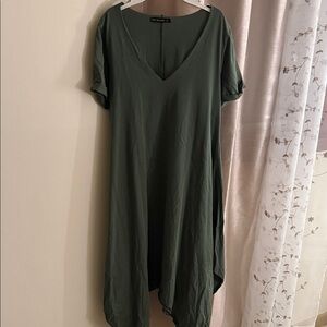 Chic Forest Green Asymmetrical Dress